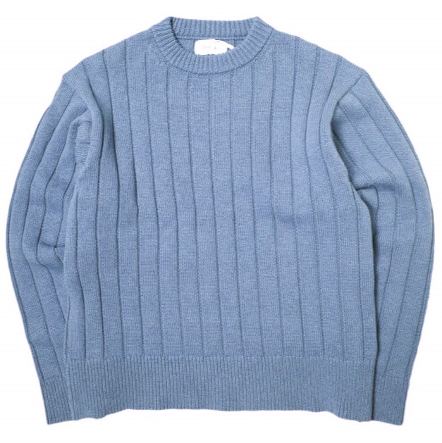 新品 Ernie Palo アーニーパロ 25SS 日本製 WIDE RIB KNIT ワイドリブニット EP09KN01 46 SAX セーター クルーネック 定価50,600円