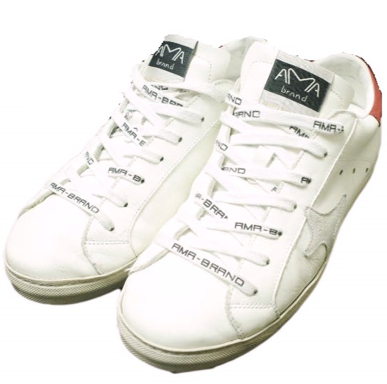 AMA BRAND アマブランド イタリア製 2726 SNEAKER レザーローカットスニーカー 41(26-26.5cm) WHITE/RED スニーカー シューズ