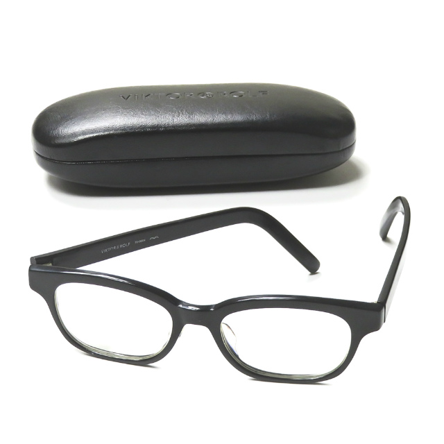 VIKTOR&ROLF ヴィクターアンドロルフ 70-0004 ウェリントンメガネ ブラック/クリア(度入り) 50□18 140 黒縁眼鏡 木村拓哉 キムタク