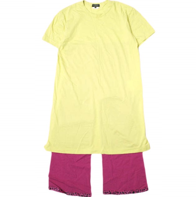 COMME des GARCONS HOMME PLUS コムデギャルソンオムプリュス 18SS Disco期 ダルメシアン柄ドッキングロングTシャツ PA-T023 S イエロー