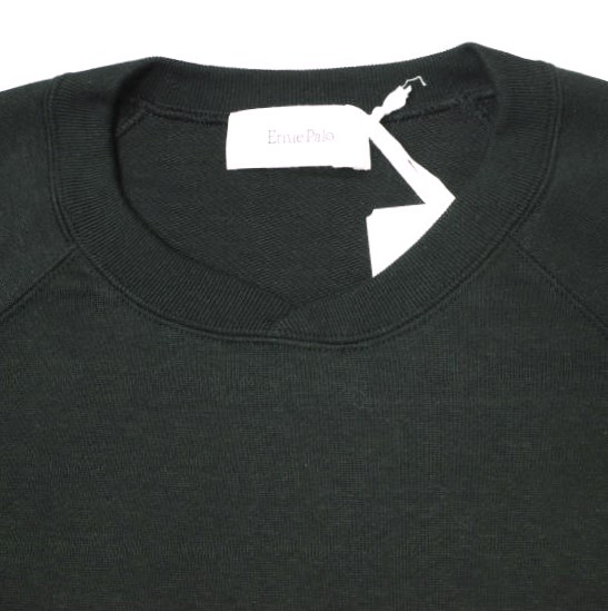 新品 Ernie Palo アーニーパロ 25SS 日本製 Crew Neck Sweat ロゴ刺繍 クルーネックスウェット EP09CT02 48 BLACK トレーナー ラグラン_4