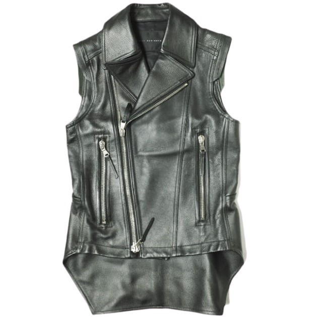 REIJI HARIMOTO レイジハリモト 日本製 カウハイド レザーダブルライダースベスト 151V01900-01 34 ブラック ジレ トップス