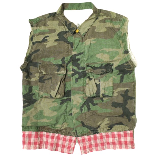 Porter Classic ポータークラシック Custom Camouflage Vest コットンリップストップ カスタムカモフラージュベスト L パラカチェック