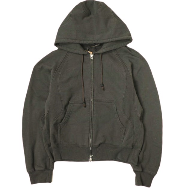 新品 NVRFRGT ネヴァーフォーゲット 25SS PANELLED ZIP UP HOODIE パネルドジップアップフーディ NF251T01 2 DARK BROWN 裏毛 パーカー