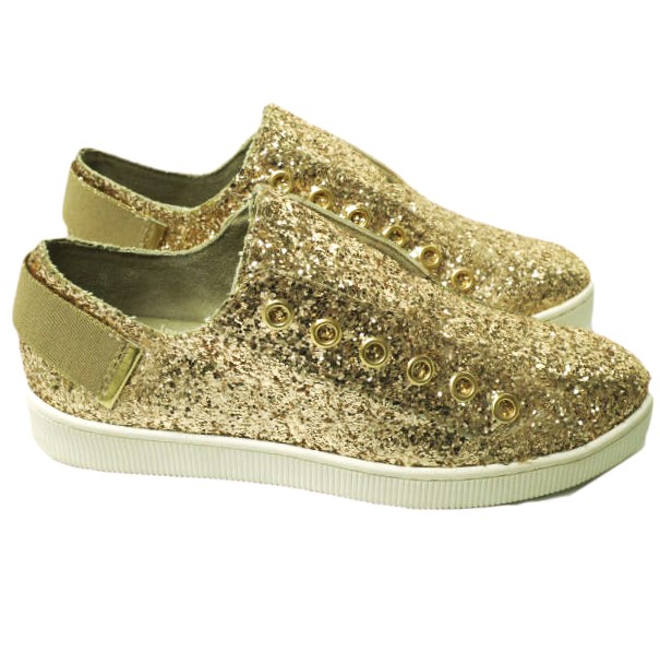 新品 Pedro Garcia ペドロガルシア PEYTON グリッタースリッポン 39(25.5cm) GOLD 定価36,300円 スニーカー シューズ