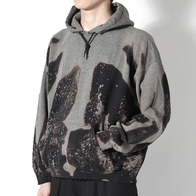 新品 SASQUATCHfabrix. サスクワァッチファブリックス 24AW DESTROY HOODIE ハイパーブリーチ ダメージ加工プルオーバーパーカー L BLACK_2