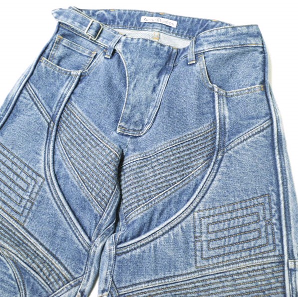 新品 Acne Studios アクネストゥディオズ 24SS DENIM BIKER TROUSERS バイカーデニムパンツ FN-MN-TROU000973 44 MID BLUE 定価183,_4