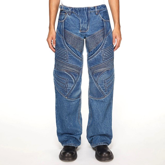 新品 Acne Studios アクネストゥディオズ 24SS DENIM BIKER TROUSERS バイカーデニムパンツ FN-MN-TROU000973 44 MID BLUE 定価183,_2