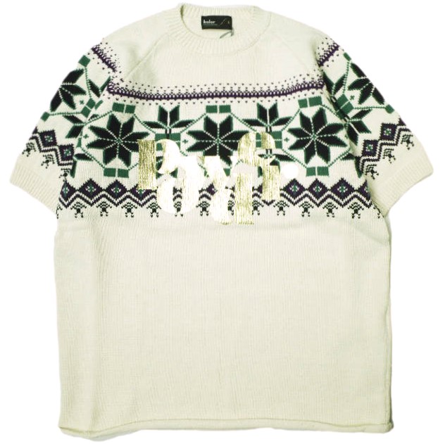 新品 kolor カラー 24SS 日本製 ノルディック柄ショートスリーブニット 24SCM-N02302 5 OFF WHITE セーター 定価69,300円 半袖 Tシャツ