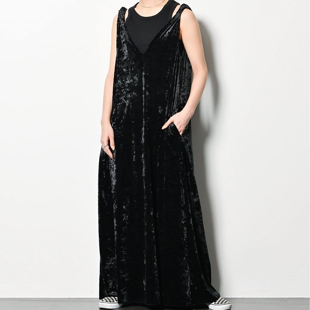 CITYSHOP シティショップ 25SS VELVET TWIST DRESS ベルベッドツイストドレス 25040042844010 38 ブラック ベロア マキシ ワンピース