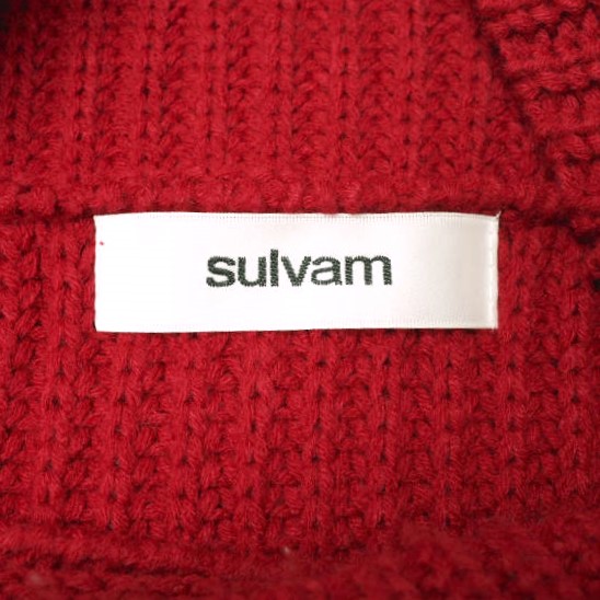 sulvam サルバム 23AW 日本製 MESH ASYMMETRY KNIT メッシュアシンメトリーニット SS-K03-820 M RED セーター トップス_4
