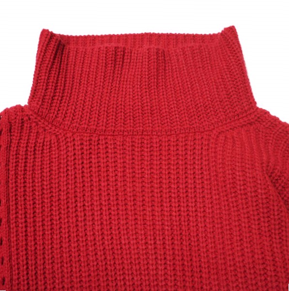 sulvam サルバム 23AW 日本製 MESH ASYMMETRY KNIT メッシュアシンメトリーニット SS-K03-820 M RED セーター トップス_5
