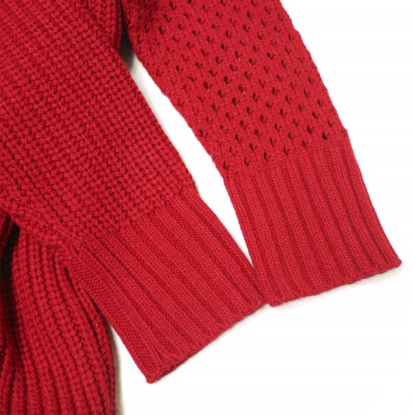 sulvam サルバム 23AW 日本製 MESH ASYMMETRY KNIT メッシュアシンメトリーニット SS-K03-820 M RED セーター トップス_6