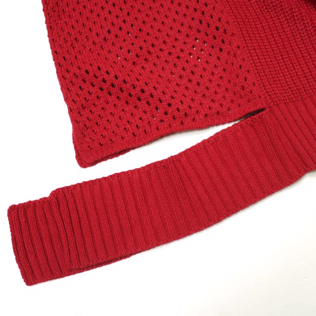 sulvam サルバム 23AW 日本製 MESH ASYMMETRY KNIT メッシュアシンメトリーニット SS-K03-820 M RED セーター トップス_7