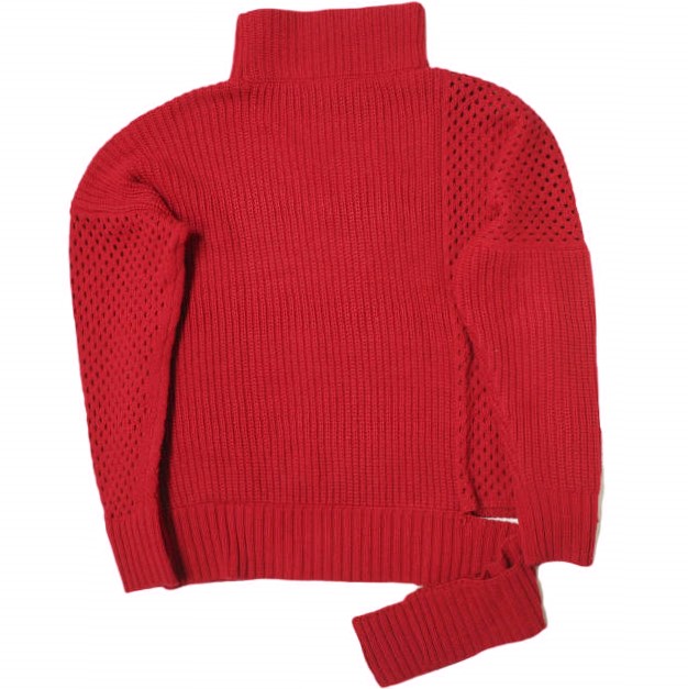 sulvam サルバム 23AW 日本製 MESH ASYMMETRY KNIT メッシュアシンメトリーニット SS-K03-820 M RED セーター トップス_1