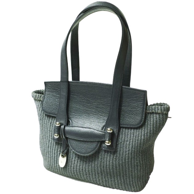 トフ&ロードストーン トートバッグ レザー シボ革 ブラック