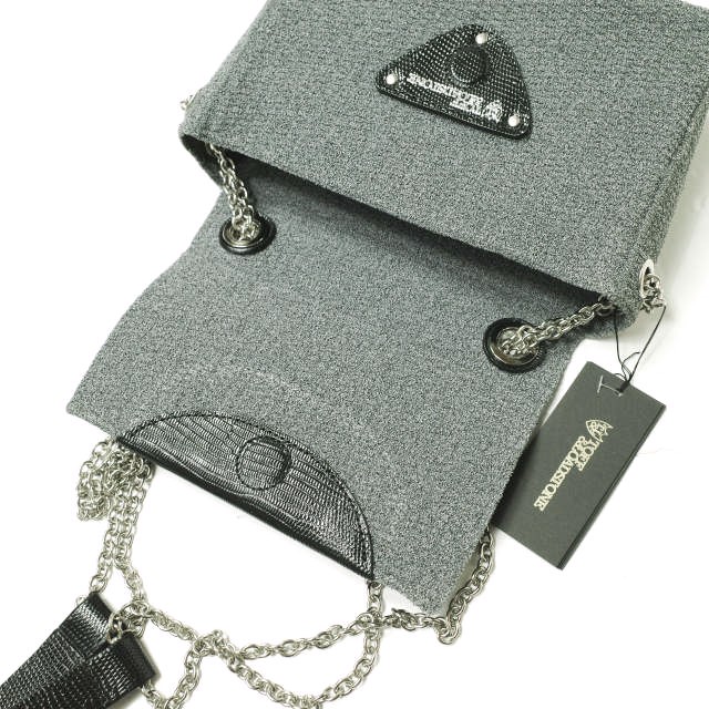 新品 TOFF&amp;LOADSTONE トフ&amp;ロードストーン ニット×リザード型押しレザー チェーンショルダーバッグ TL-5110 GRAY 定価31,900円 カバン_8