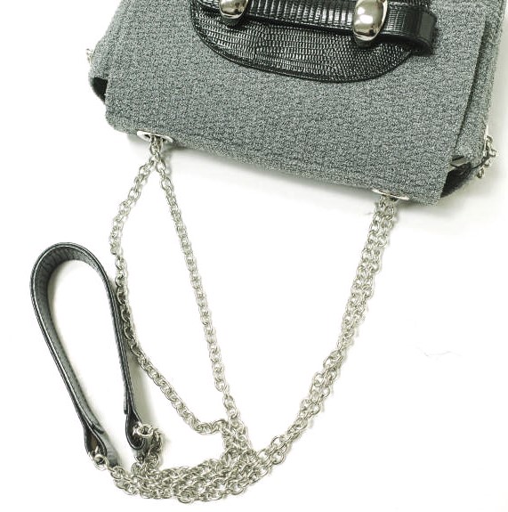 新品 TOFF&amp;LOADSTONE トフ&amp;ロードストーン ニット×リザード型押しレザー チェーンショルダーバッグ TL-5110 GRAY 定価31,900円 カバン_7