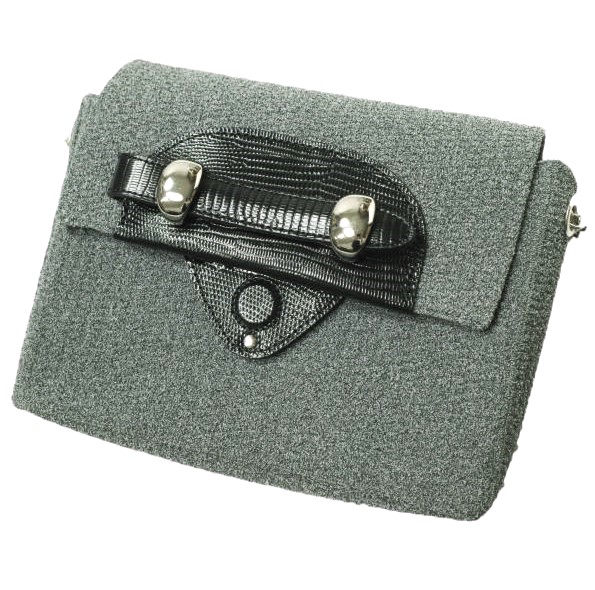 新品 TOFF&amp;LOADSTONE トフ&amp;ロードストーン ニット×リザード型押しレザー チェーンショルダーバッグ TL-5110 GRAY 定価31,900円 カバン_1