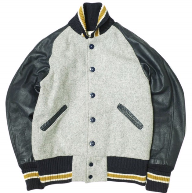 SKOOKUM スクーカム AWARD JACKET 袖レザー アワードジャケット 30 GRAY/NAVY スタジアムジャンパー スタジャン ファラオコート アウター