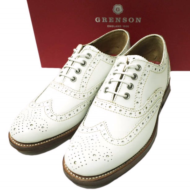 新品 GRENSON グレンソン ROSE ウイングチップフルブローグシューズ 210028 UK3.5D(22.5cm) WHITE 定価49,500円 革靴 シューズ