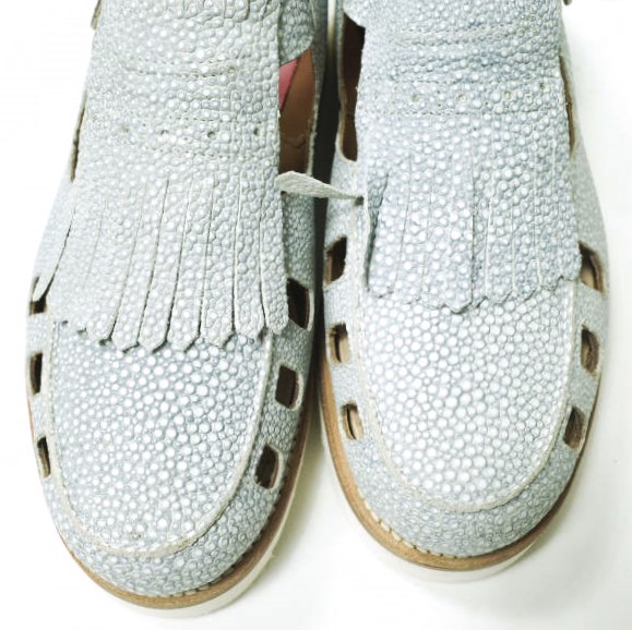 新品 GRENSON グレンソン ETHEL キルトタッセルストラップレザーシューズ 210427 UK4.5D(23.5cm) BLUE STINGRAY 定価47,300円 サンダル