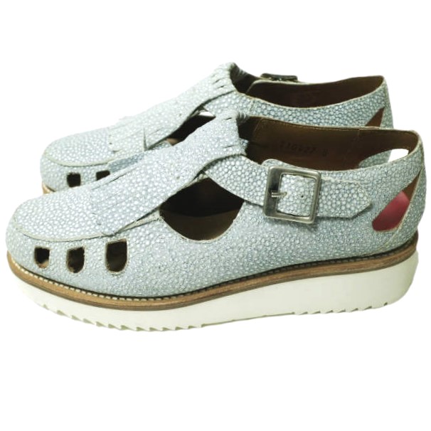 新品 GRENSON グレンソン ETHEL キルトタッセルストラップレザーシューズ 210427 UK4.5D(23.5cm) BLUE STINGRAY 定価47,300円 サンダル