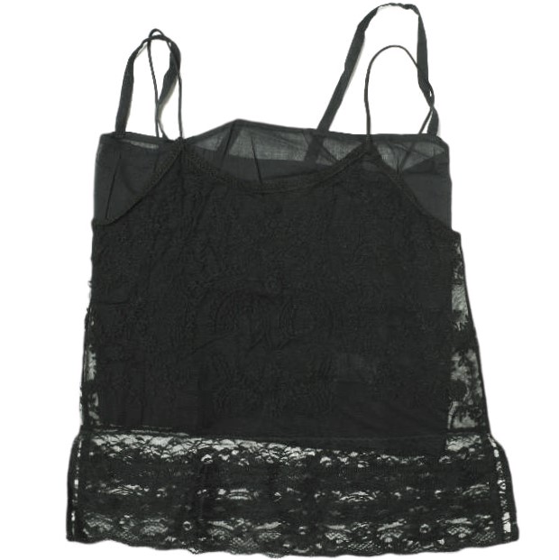 新品 QUEENE AND BELLE クイーンアンドベル VICTORIA CAMI Embroidered tulle 刺繍チュールキャミソール S BLACK レース 定価47