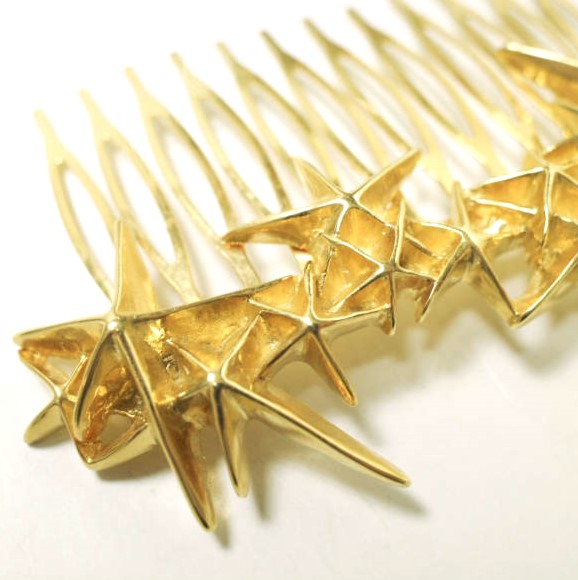 新品 PLUIE プリュイ シューティングスターコーム SHO-C ゴールド 星 ヘアジュエリー バレッタ 櫛 アクセサリー_4
