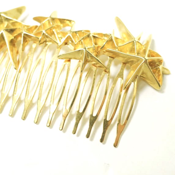 新品 PLUIE プリュイ シューティングスターコーム SHO-C ゴールド 星 ヘアジュエリー バレッタ 櫛 アクセサリー_2