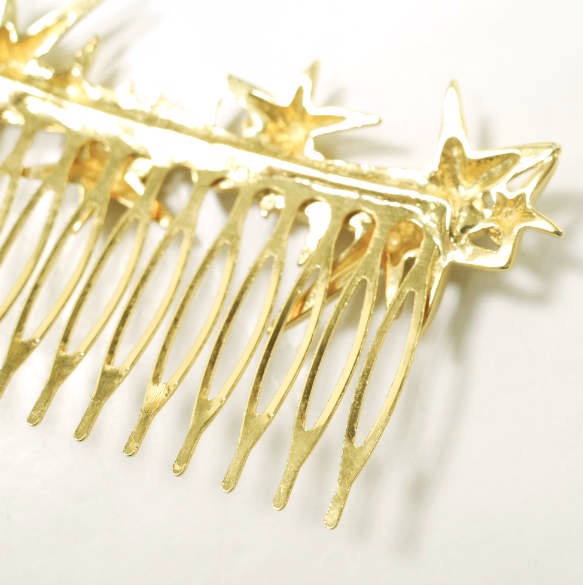 新品 PLUIE プリュイ シューティングスターコーム SHO-C ゴールド 星 ヘアジュエリー バレッタ 櫛 アクセサリー_3