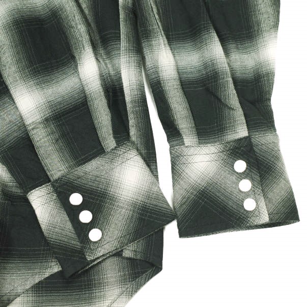 新品 LASTMAN ラストマン 25SS 日本製 OMBRE PLAID WESTERN SHIRTS オンブレチェックウエスタンシャツ 251LM-SH03 L BLACK 定価77_7