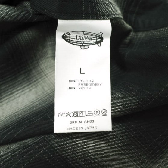 新品 LASTMAN ラストマン 25SS 日本製 OMBRE PLAID WESTERN SHIRTS オンブレチェックウエスタンシャツ 251LM-SH03 L BLACK 定価77_9