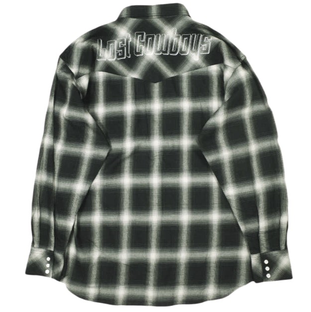 新品 LASTMAN ラストマン 25SS 日本製 OMBRE PLAID WESTERN SHIRTS オンブレチェックウエスタンシャツ 251LM-SH03 L BLACK 定価77_1