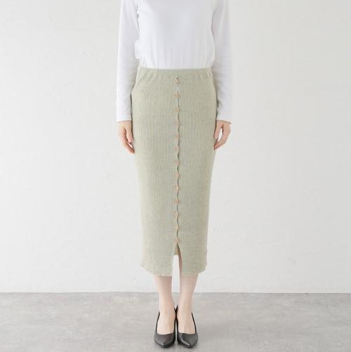 新品 BASERANGE ベースレンジ 24AW フランス製 DANDE SKIRT リブニット ボタンダウンスカート XS Light Green 定価49,940円 ボトムス 新品 BASERANGE ベースレンジ 24AW フランス製 DANDE SKIRT リブニット