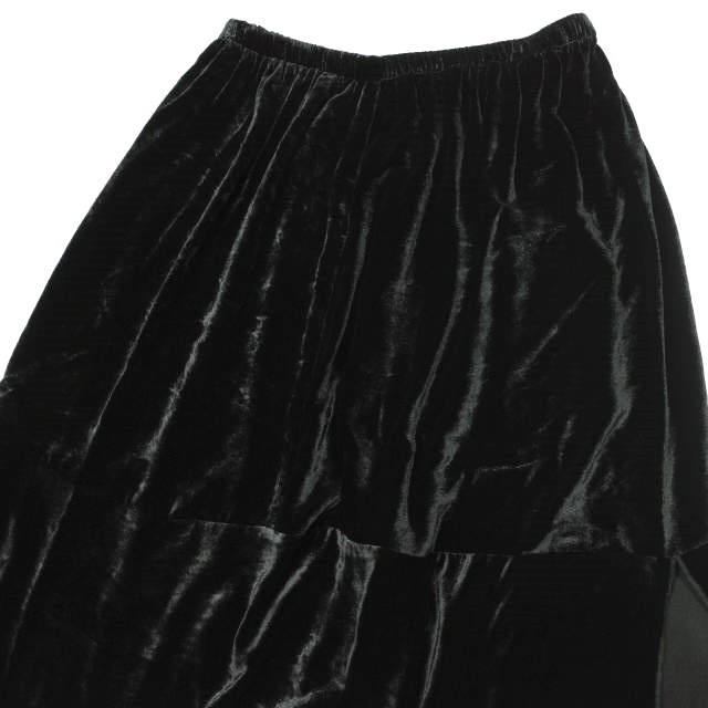 新品 BASERANGE ベースレンジ 25SS OLIN SKIRT シルクベルベットロングスカート SKOLI-VE-SP25 XS BLACK ベロア イージー 定価43_5