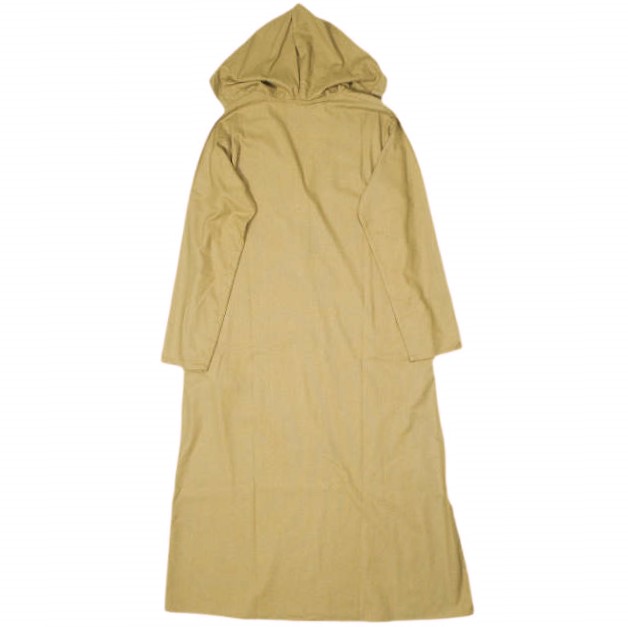 新品 BASERANGE ベースレンジ 23AW VESTER DRESS - Wild Silk ワイルドシルク フード付きロングワンピース XS Bath Brown 定価36,