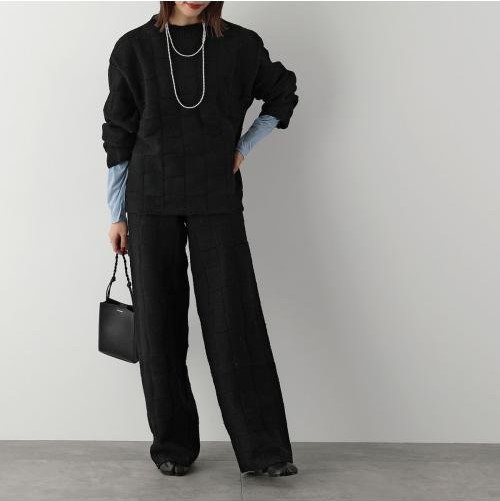 新品 BASERANGE ベースレンジ フランス製 KONAK PANTS ウールニットパンツ XS BLACK イージー 定価31,900円 ボトムス 新品 BASERANGE ベースレンジ フランス製 KONAK PANTS ウールニット