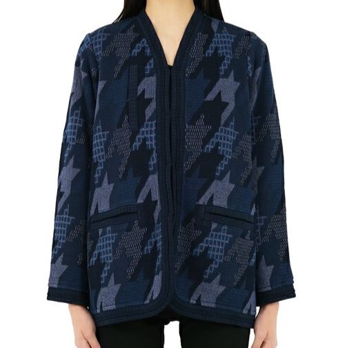 新品 Mame Kurogouchi マメクロゴウチ 23SS Houndstooth Knitted Jacket ハウンドトゥースニットジャケット MM23PS-KN724 1 定価71_2