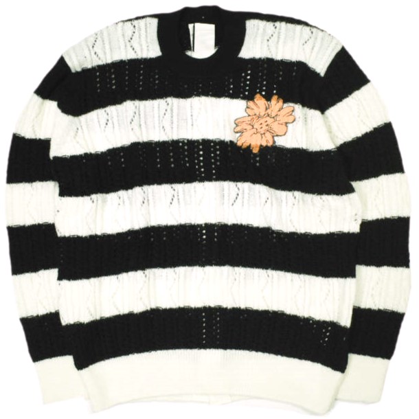 新品 tao COMME des GARCONS タオ コムデギャルソン 23SS SHUN SUDO フラワー刺繍ボーダークルーネックニット TK-N022 S 定価64,900円