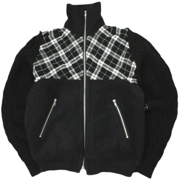 新品 tao COMME des GARCONS タオ コムデギャルソン 23AW 異素材ドッキング ニットスリーブブルゾン TL-J005 S BLACK 定価121,000円