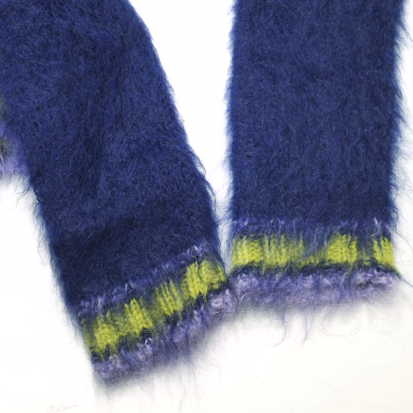 新品 MARNI マルニ 23AW FUZZY WUZZY ブルーストライプトリムモヘヤジャンパー Vネックカレッジニット CVMD0108Q0 38 定価138_7