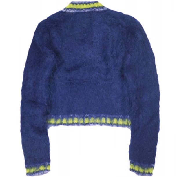 新品 MARNI マルニ 23AW FUZZY WUZZY ブルーストライプトリムモヘヤジャンパー Vネックカレッジニット CVMD0108Q0 38 定価138_1