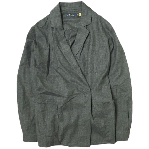 POLO RALPH LAUREN ポロ・ラルフローレン 一枚仕立て ベルテッドダブルブレザー 0 チャコールグレー ストレッチウール ジャケット