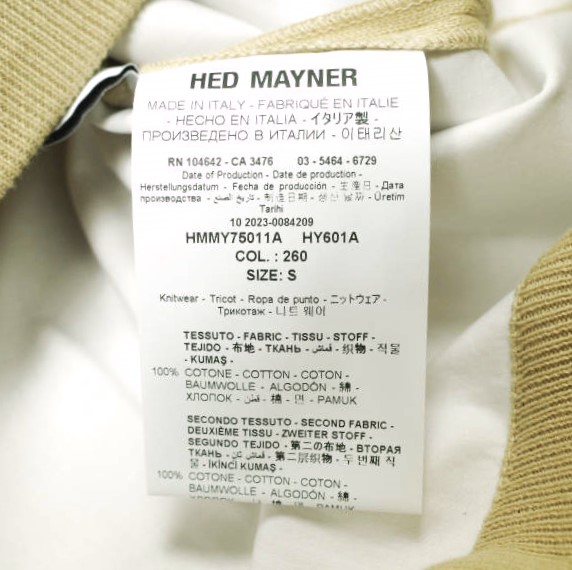 新品 HED MAYNER ヘドメイナー 24SS STONE WASHED COTTON SWEAT