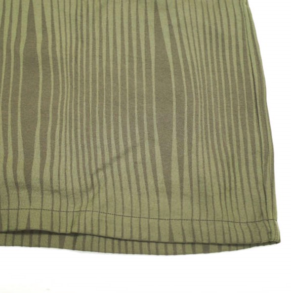 Needles ニードルス 日本製 V Neck Shirt -R/N Wave Stripe Jq. ウェーブストライプ Vネックシャツ MR146 S Olive トップス
