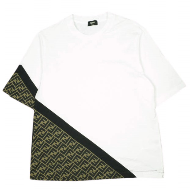 FENDI フェンディ 23SS イタリア製 FF柄 ズッカ柄 クルーネックTシャツ FAF682 AN68 S WHITE 半袖 トップス
