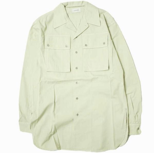 新品 LEMAIRE ルメール 22SS MILITARY SHIRT オープンカラー ミリタリーシャツ M221 SH190 LF699 46 OVERCAST GREY コットンギャバジン