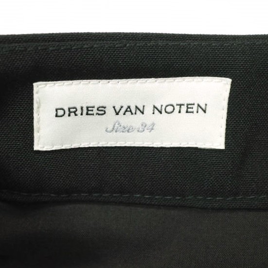 新品 DRIES VAN NOTEN ドリスヴァンノッテン 23SS POUMAS 6060 W.W.PANTS PO/W ノープリーツトラウザーズ 34 BLACK パンツ 定価88,000円