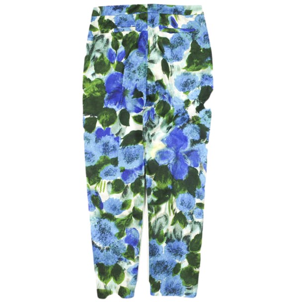 新品 DRIES VAN NOTEN ドリスヴァンノッテン 23SS POUMAS 6012 W.W.PANTS フラワープリントトラウザーズ 36 BLUE パンツ 定価82,500円